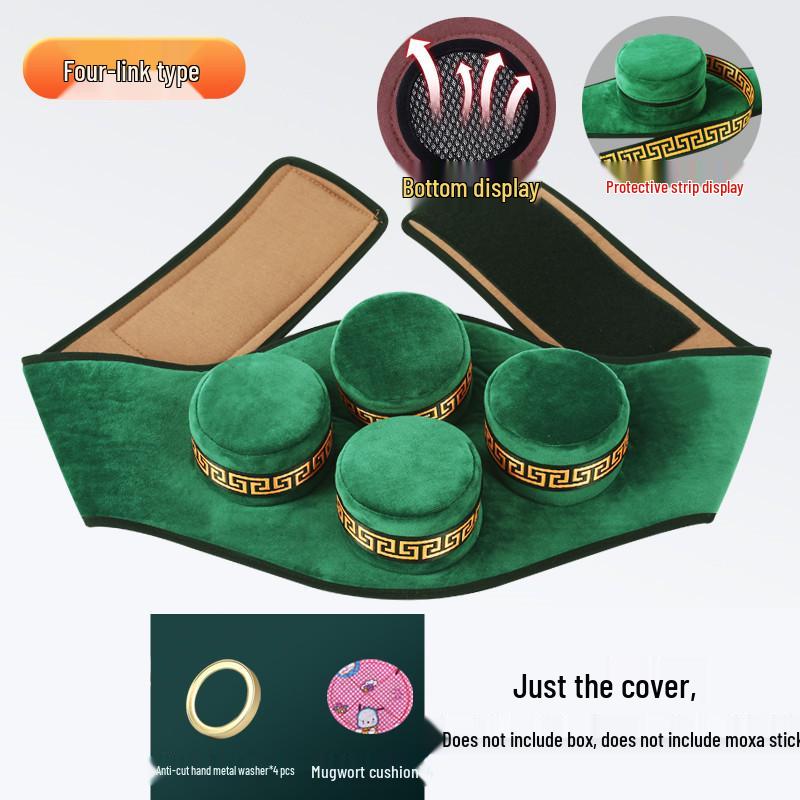 Portable Pure Copper Moxibustion Box with Cloth Cover and Mugwort Pad