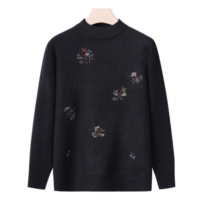 Grandma autumn women's top middle old man winter knitted sweater mother base clothes year 0 old lady sweater
