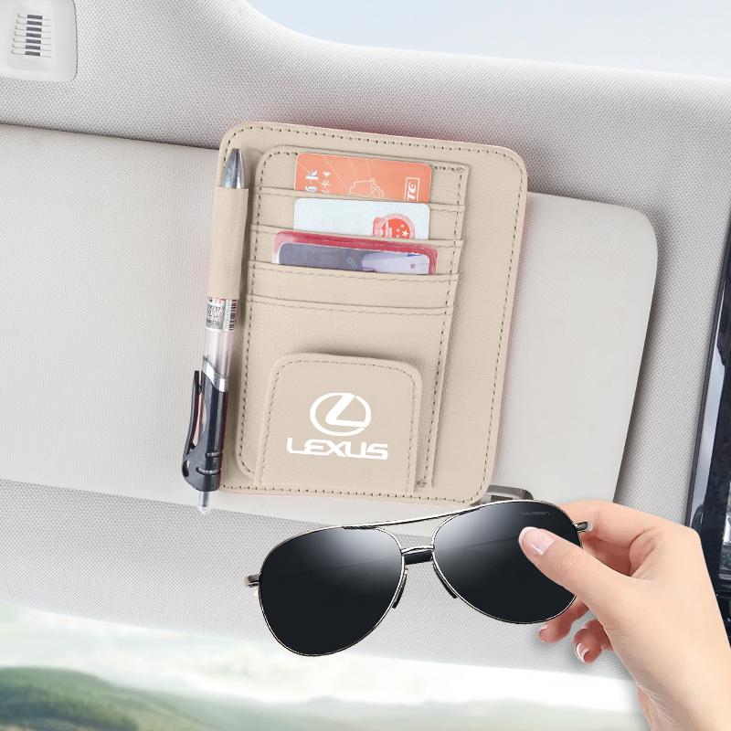 Car Sun Visor Wallet Card Bag Cover Sunglasses Holder For Lexus RX330 IS250 Ct200h ES300h RX350 IS300h Auto Accessories Keychain