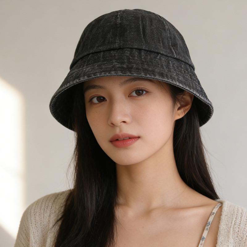 Denim Washable Bucket Hat With Wide Brim Sun Protection For Casual Wear