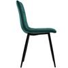 Dining Chair (4 pcs), Dark Green, 4-Piece Set Upholstered Chair Design Chair with Backrest, Seat Made of Velvet Frame Made of Metal