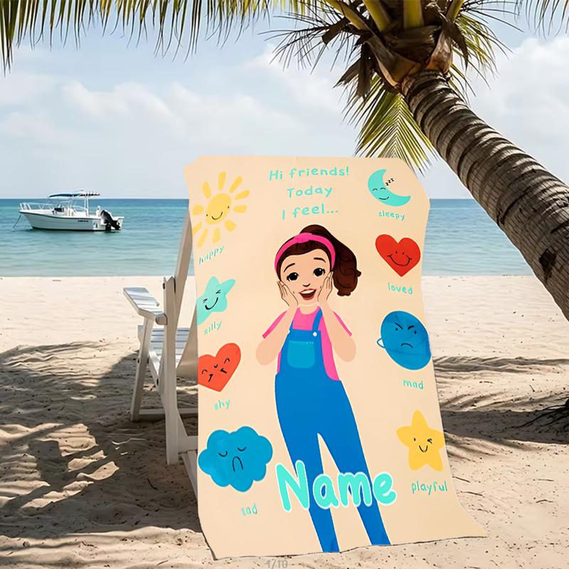 Customizable personalized beach towels Ms. Rachel themed designs.Suitable for the beach, yoga, sports;ideal as beach accessories