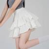 White Ruffle Puff Dress - Women's Summer Ballet Style Short High Waist A-Line Skirt