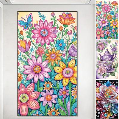 Flower 5D DIY Special Shape Crystal Partial Diamond Painting Kit Home Wall Decor