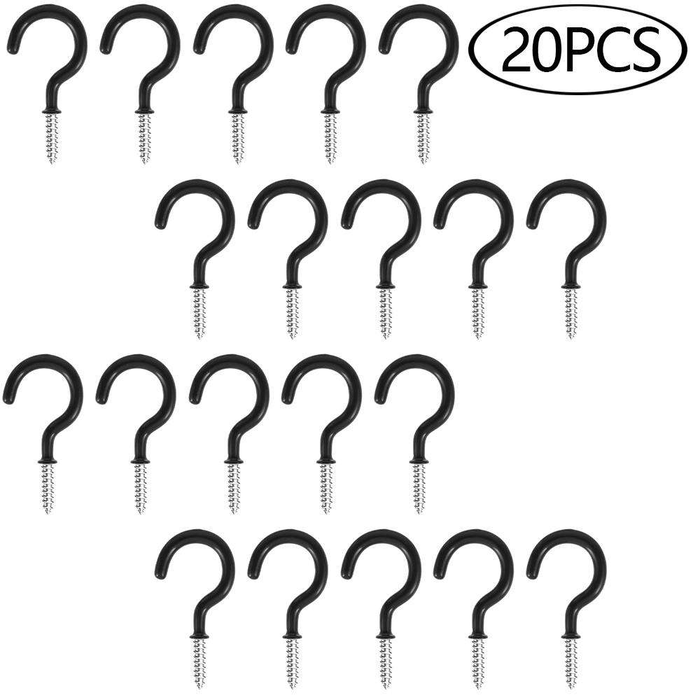 10/20Pcs Screw Hook Cup Ceiling Hooks Multifunctional Heavy Duty Wall Mount Plastic Dipping Iron Screw-in Hanging Plants Holder