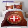 Custom Name,Denmark National Football Team Pattern Bedding Home Decoration Birthday Gift ( 1 duvet cover + 2 pillowcase, without core),fan merchandise