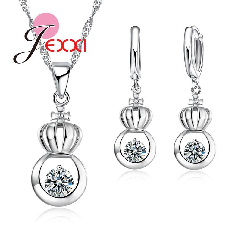 Original Design Fashion Brand Jewelry Set For Lady 925 Sterling Silver Color Color CZ Pendant Necklace Earrings Sets For Women