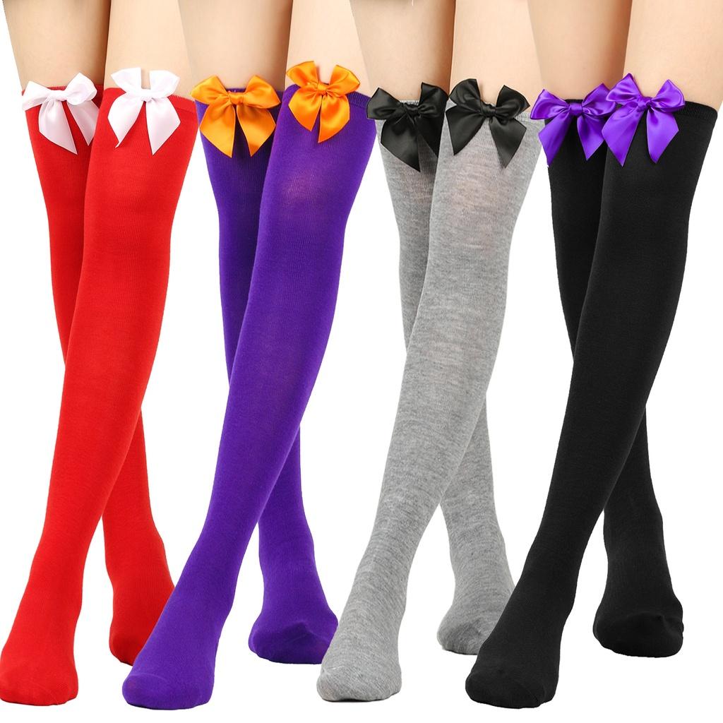 Japanese Style Over-the-knee Bow Socks Sexy High Tube Socks For College Fashion Friction-resistant Polyester Fiber