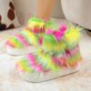 Fashion Candy Color Non Slip Soft Thicken Bottom Snow Boots Women Mix Color Long Plush Snow Boots Women 2025 Warm Faux Fur Outdoor Shoes