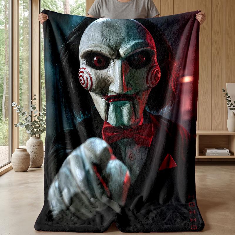 Soft Flannel Blanket Lightweight Cozy Bedroom Living Room CoverSaw Billy the Puppet