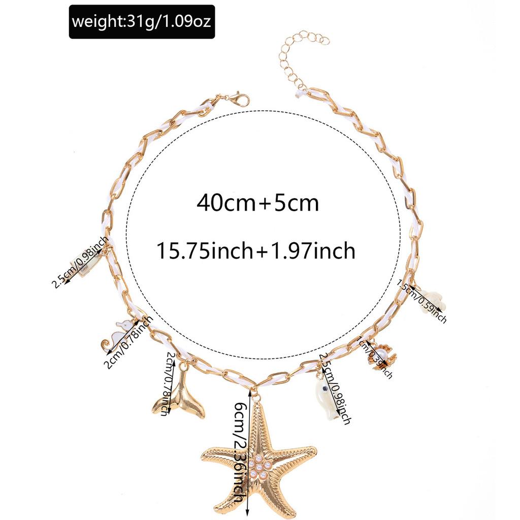 Starfish Necklace For Women Summer Beach Jewelry Zinc Alloy Geometric Design