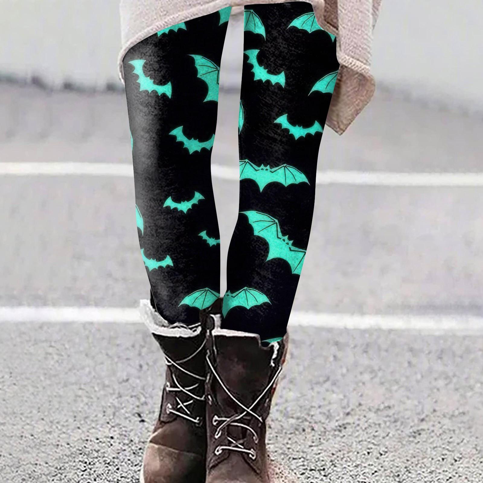 

Женские модные эластичные леггинсы с принтом на Хэллоуин, повседневные домашние брюки L циан