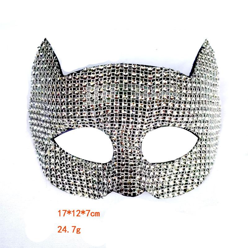 Glitzernde Katzenohrmasken Cosplay Halloween Party Kostümzubehör Lange Handschuhe Sexy Bling Kätzchen Halbmasken