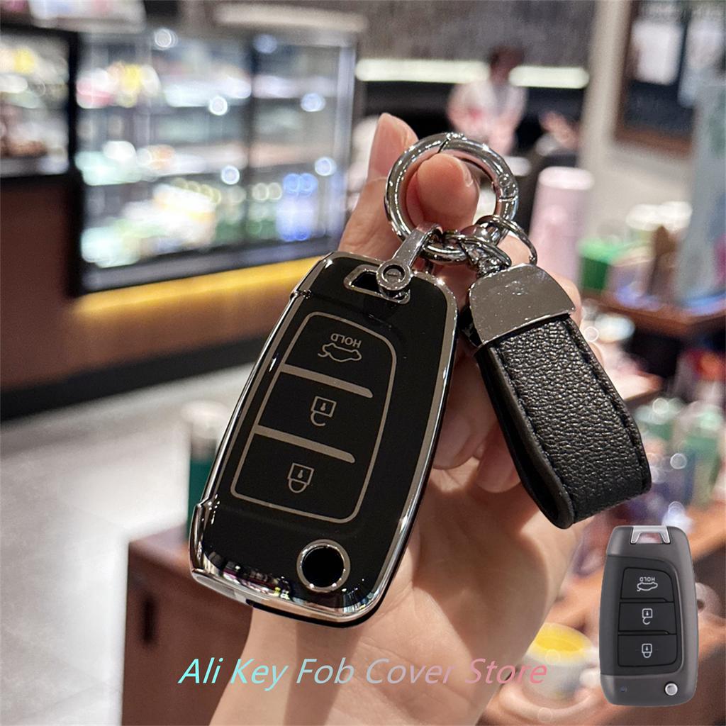 Key Fob Cover with Keychain Lanyard for For Hyundai Elantra Solaris I30 I35 I40 IX35 Sonata Santa Fe Tucson Verna Celesta Accent