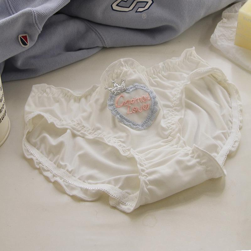 Women's Mid-Waist Lace Mesh Panties with Black Edge and Bow