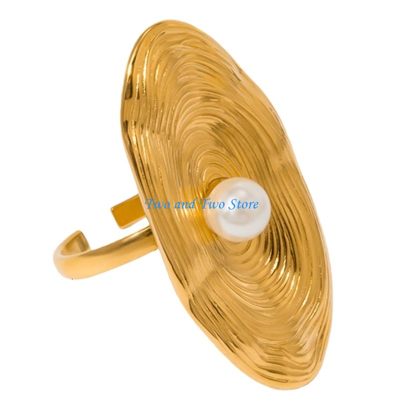 HX6F Practical Opening Rings Geometric Rings Flower Stainless Steel Texture Suitable for Fashion Enthusiasts Present