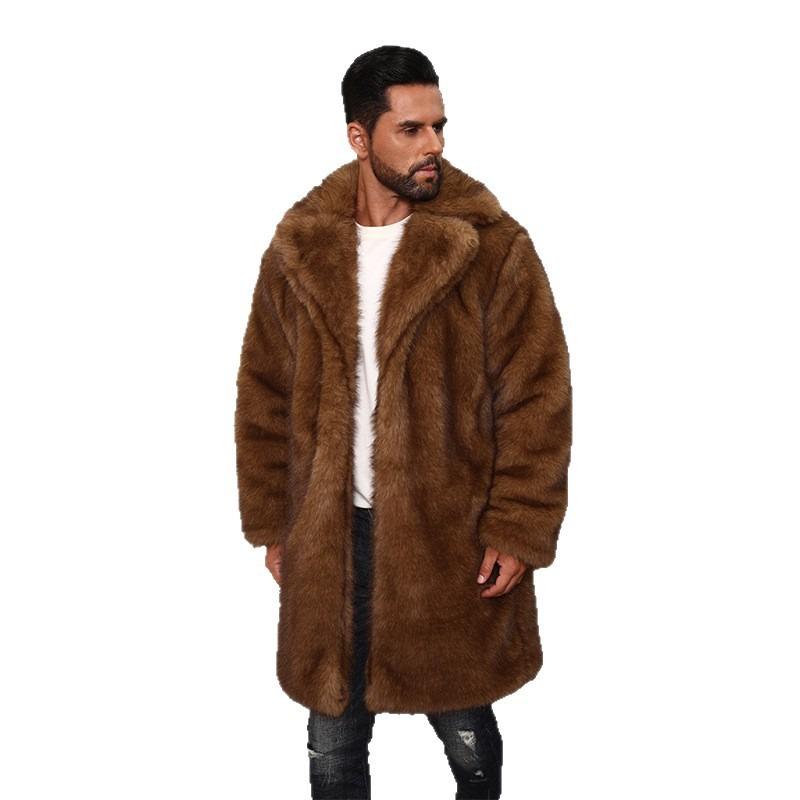 New imitation fur coat men's medium and long British suit collar warm imitation fur coat
