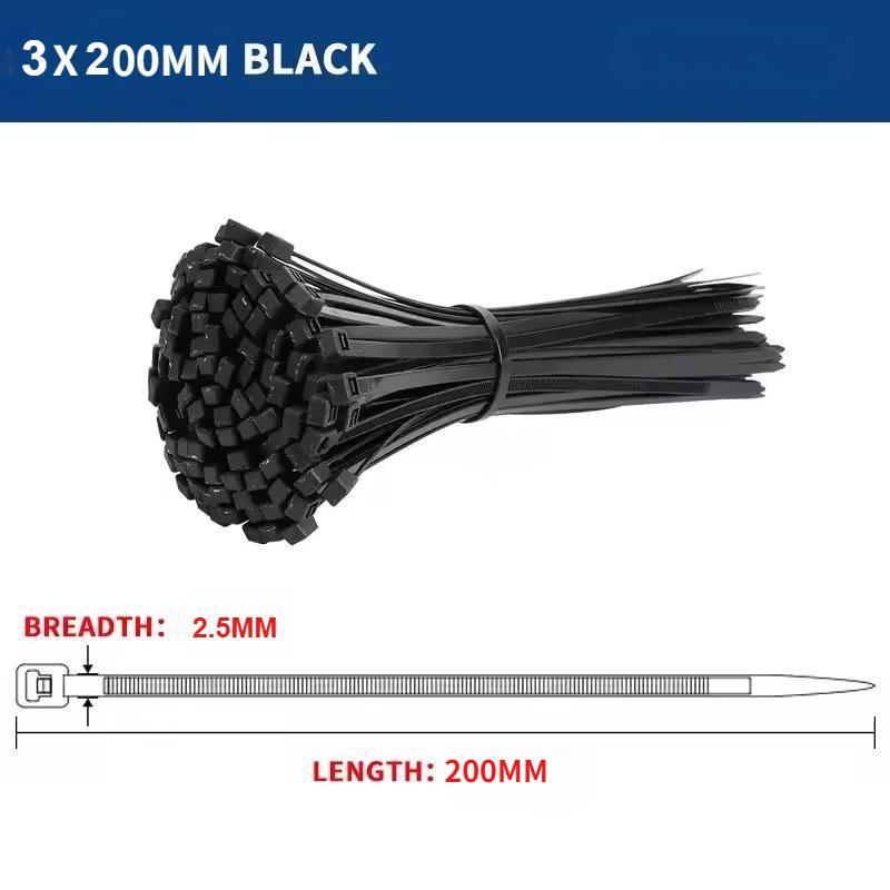 100Pcs Nylon Cable Ties Adjustable Self-locking Cord Ties Straps Fastening Loop Reusable Plastic Wire Ties For Home Office