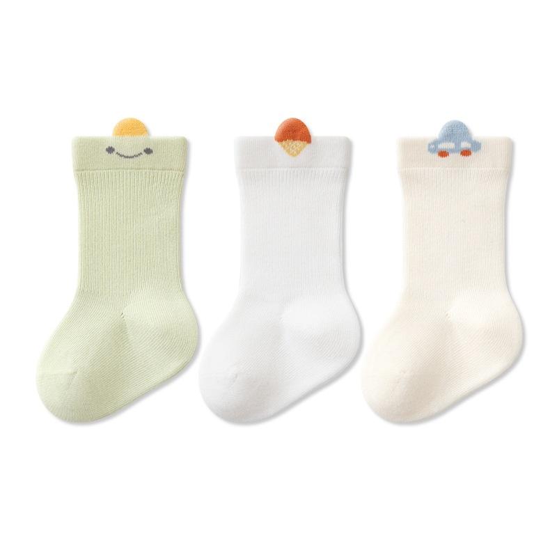 3 Pairs Baby Socks Cotton Soft Newborn Infant Toddler Socks Cute Cartoon Pattern Unisex Children Socks For Boys Girls Age 0-5 Years 0-6Month(XS)