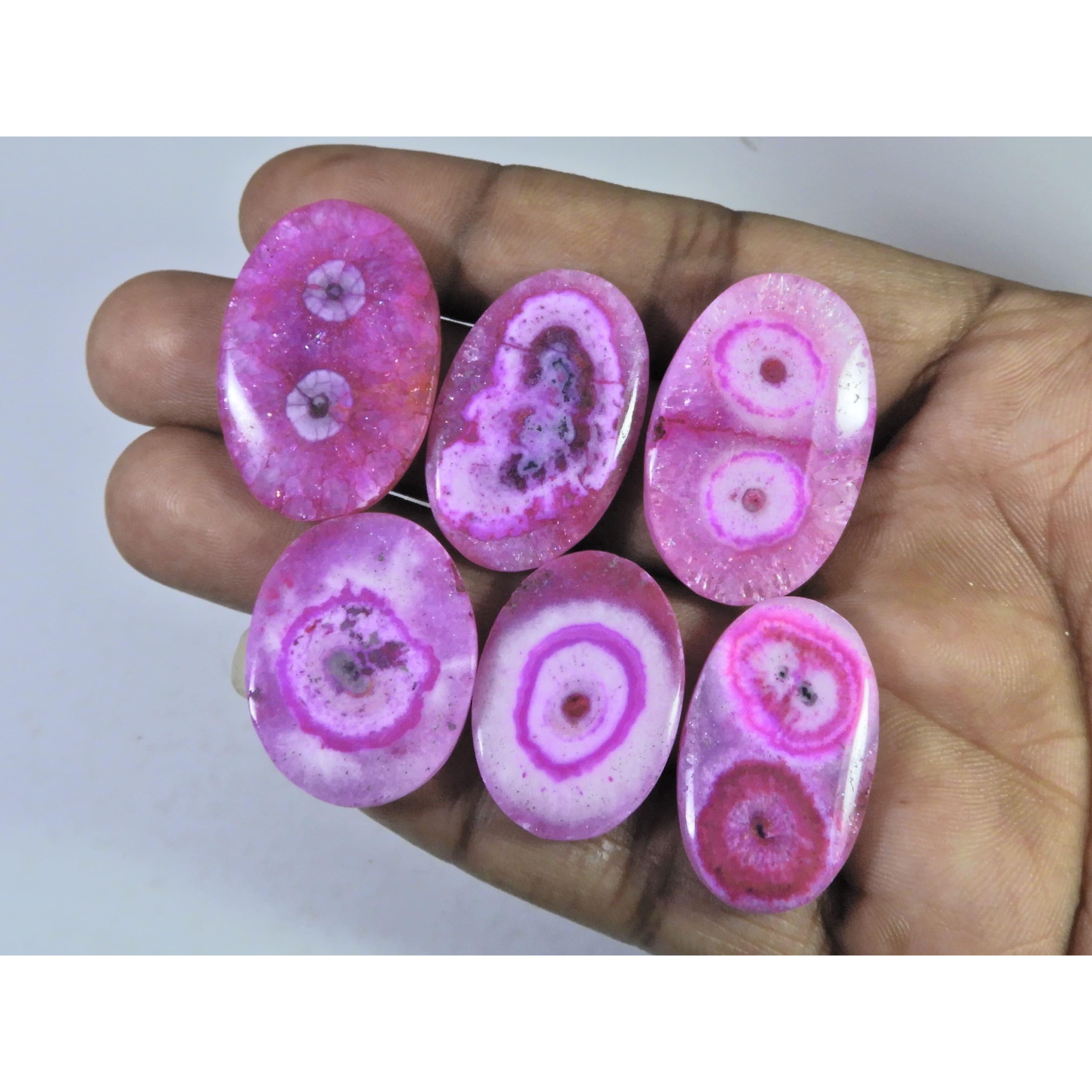 180Cts. Dyed Soalr Cab Agate oval Shape Cabochon Loose Gemstone 06Pcs Lot C-1748