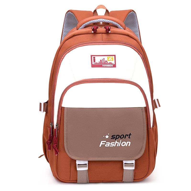 Stylish Color Block Backpack for High School Students - Large Capacity Casual Schoolbag