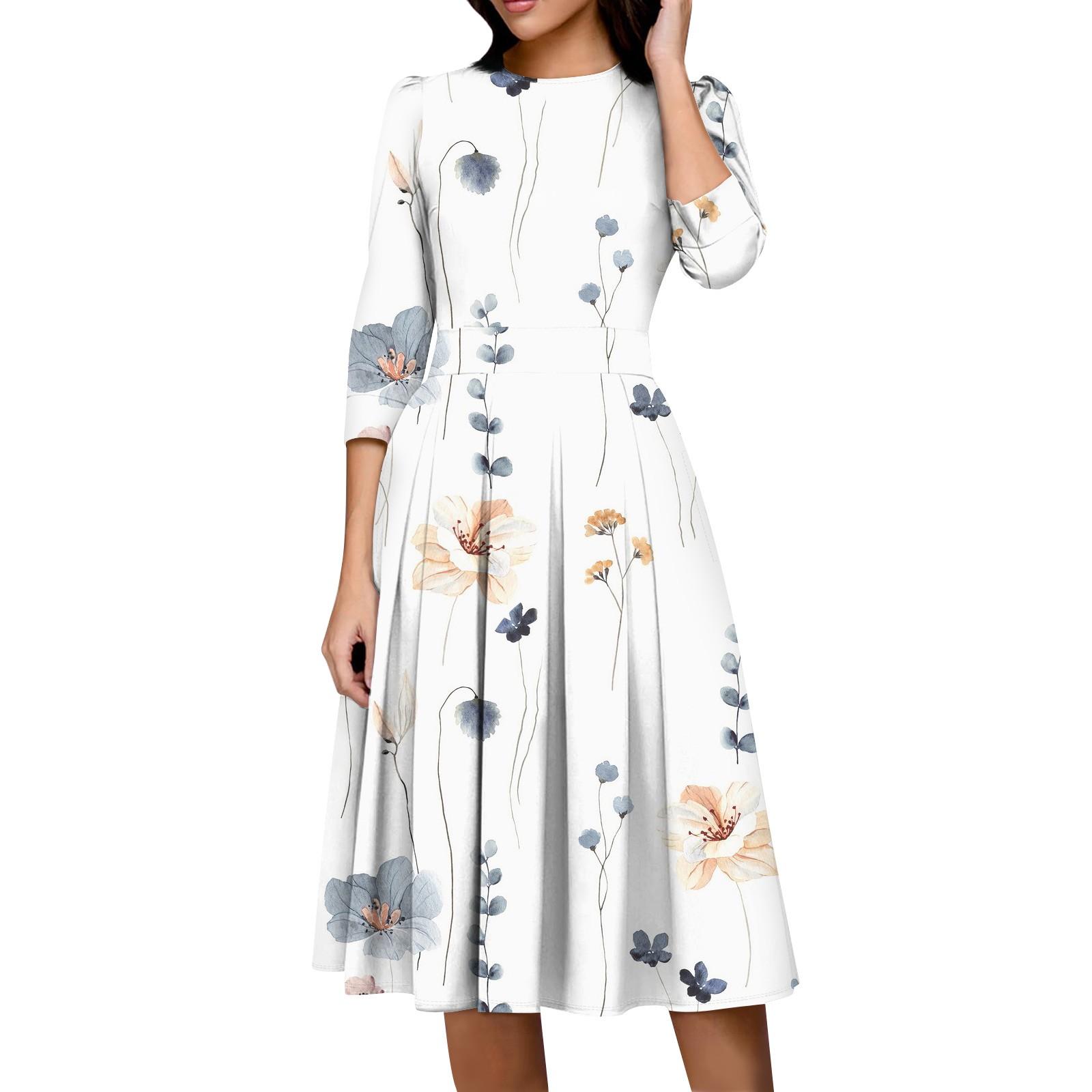 

Женское повседневное и модное платье с карманом на рукаве 3/4 и молнией сзади XL белый