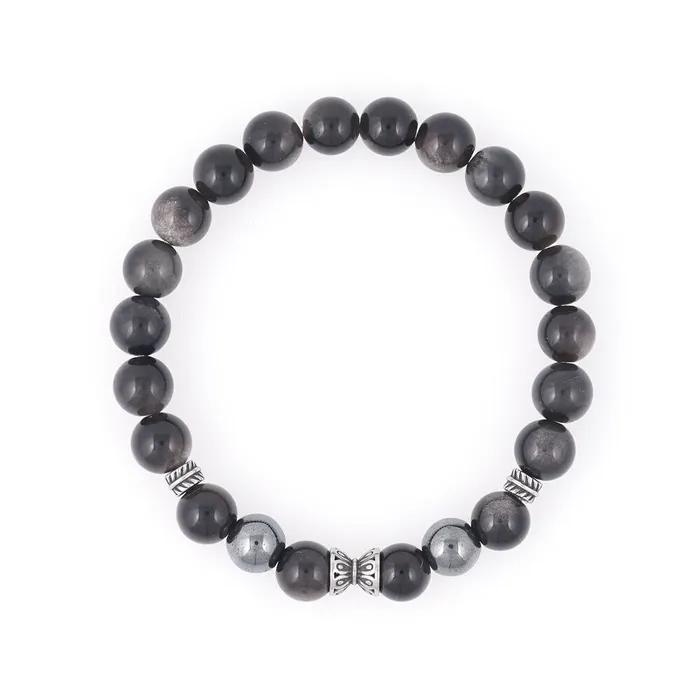 Antique Ring Point 8 Silver Gemstone Bracelet (C2501AC1229_BK)