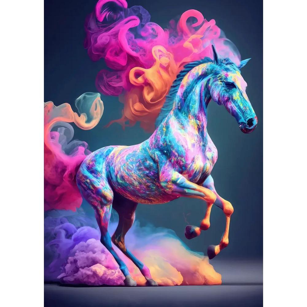 Mistero Colorato Creatività Cavallo Poster Nuvola Cosmica Stampe Moderne Pittura su Tela Arte da Parete Immagini Decorazioni Soggiorno Casa