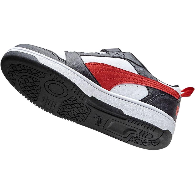 Puma Rebound V6 Lo Ac Versatile Comfortable Low-Top Kids Skate Shoes Kids Skate Shoes Black White Red 404316-02