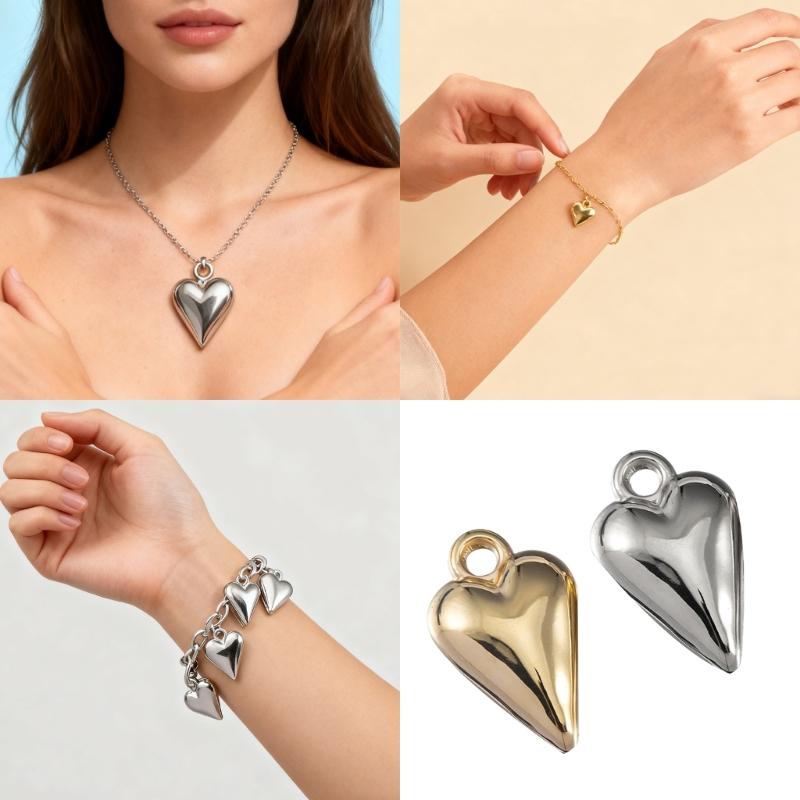 Pack of 50 Elegant Heart Shaped Pendants for Jewelry Crafting Two Color for Various Occasions