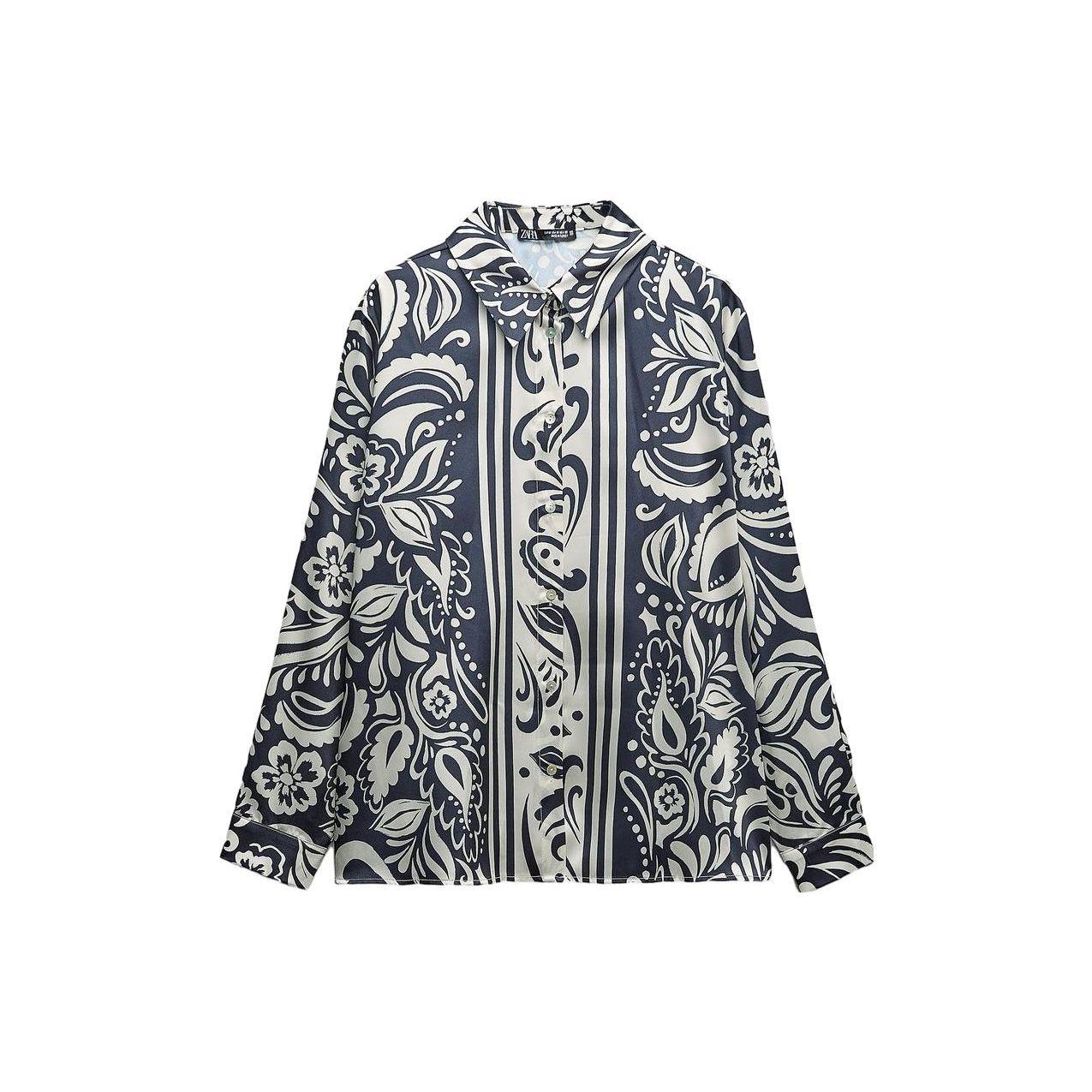 

Zara Printed Satin Versatile Long Sleeve Shirt Women shirts Orange 03666168070-33 M