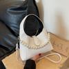 Fashion Simple Solid Color Pearl Chain Women Handbag  Summer Commuting Textured Female Underarm Bag Korean Crossbody Bags