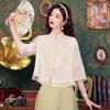 New Summer Fashion Chinese Style Embroidery Chiffon Blouse Shirt Women Tops Blouses Shirts J330