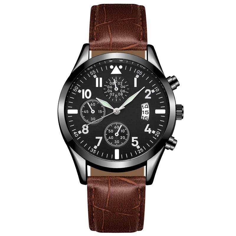 

Luminous Quartz Men Wrist Watch Calendar Leather Strap Business Style Accessory Style B