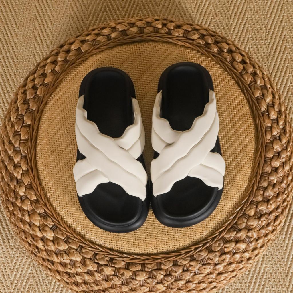 2025 autumn new fashion platform slippers women's wear cross word with casual style comfortable flat women's shoes