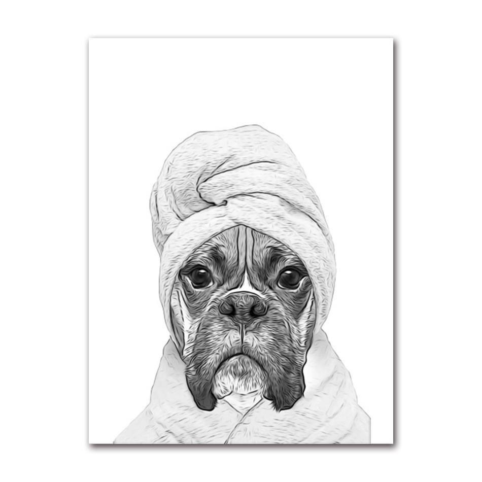 Cat Giraffe Dog Elephant Toilet Paper Bathtub Funny Bathroom Poster Print Canvas Painting Wall Art Shower Room Home Decoration