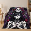 Gothic Skull Dead Girl Cartoon Horror Flannel Blanket Soft Warm Throw Blanket for Bedroom Living Room Bed Travel Camping Picnic
