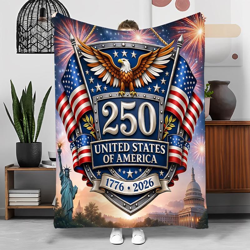 1Pc 250Th Anniversary Of The United States Blanket For Camping&Travel Suitable For Sofa Bedroom Living Room For All Four Reasons