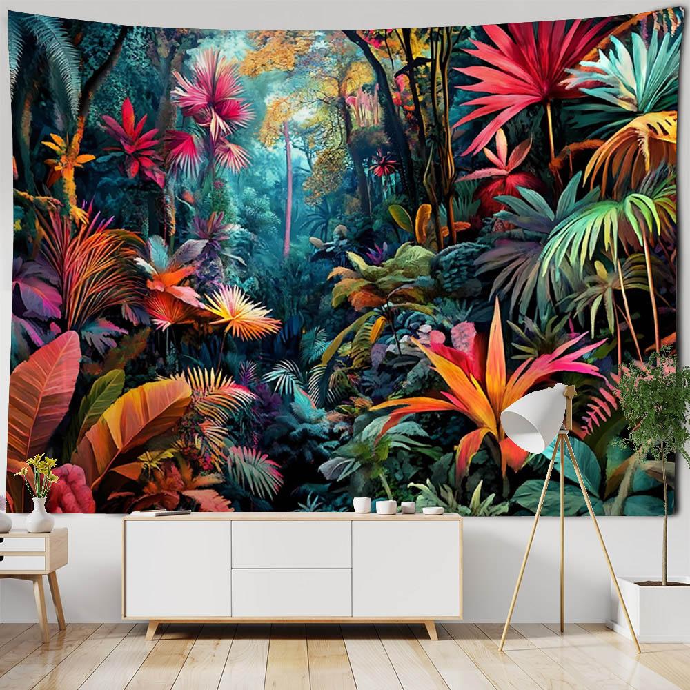 Bohemian Tropical Plant Flamingo Tapestry Wall Hanging Aesthetic Art Decor Blanket Home Background Bed Sheet Fabric