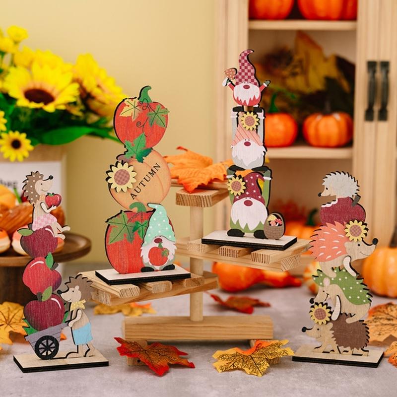 Wood Autumn Signs for Thanksgiving Mantelpiece Embellishments for Autumn Home Garden Decors