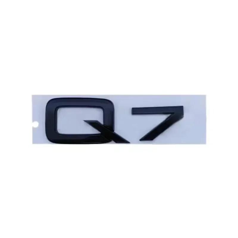 New1Pc 4Ring Logo ABS Black Car Hood Front Grill Emblem Rear Trunk Badge Sticker 1P Q7 1P Quarrto 2P Sline For AUDI Q7 2016-2023