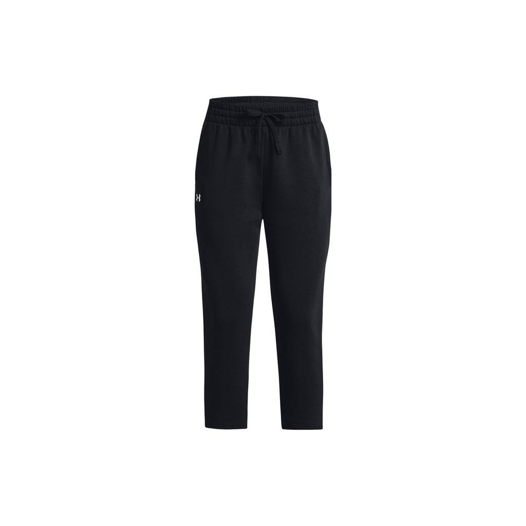 Under Armour Solid Logo Print Lace-Up Loose Knit Sports Pants Women Bottoms Black 1379444-001