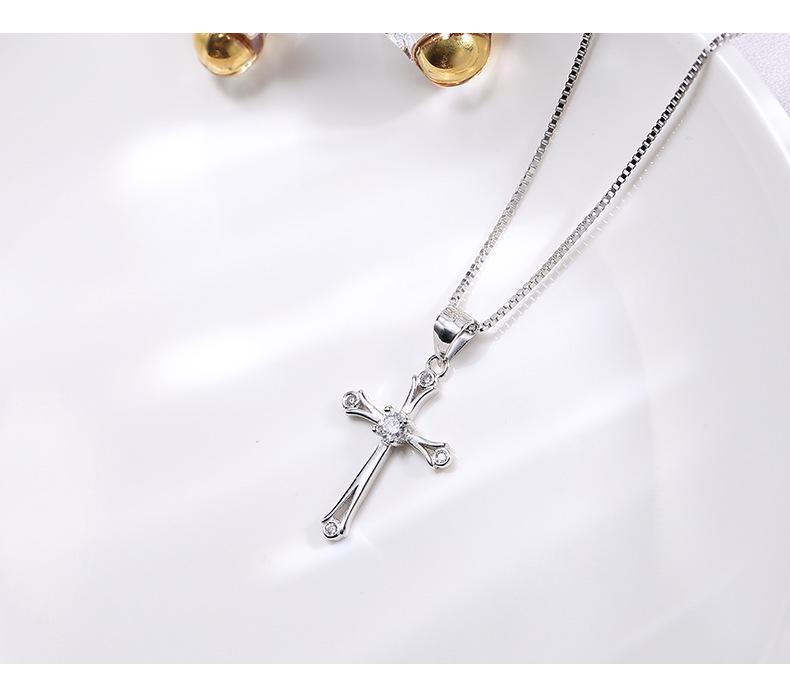 Wanying S925 Sterling Silver Cross Pendant for Women - European & American Fashion Celebrity Inspired Jewelry
