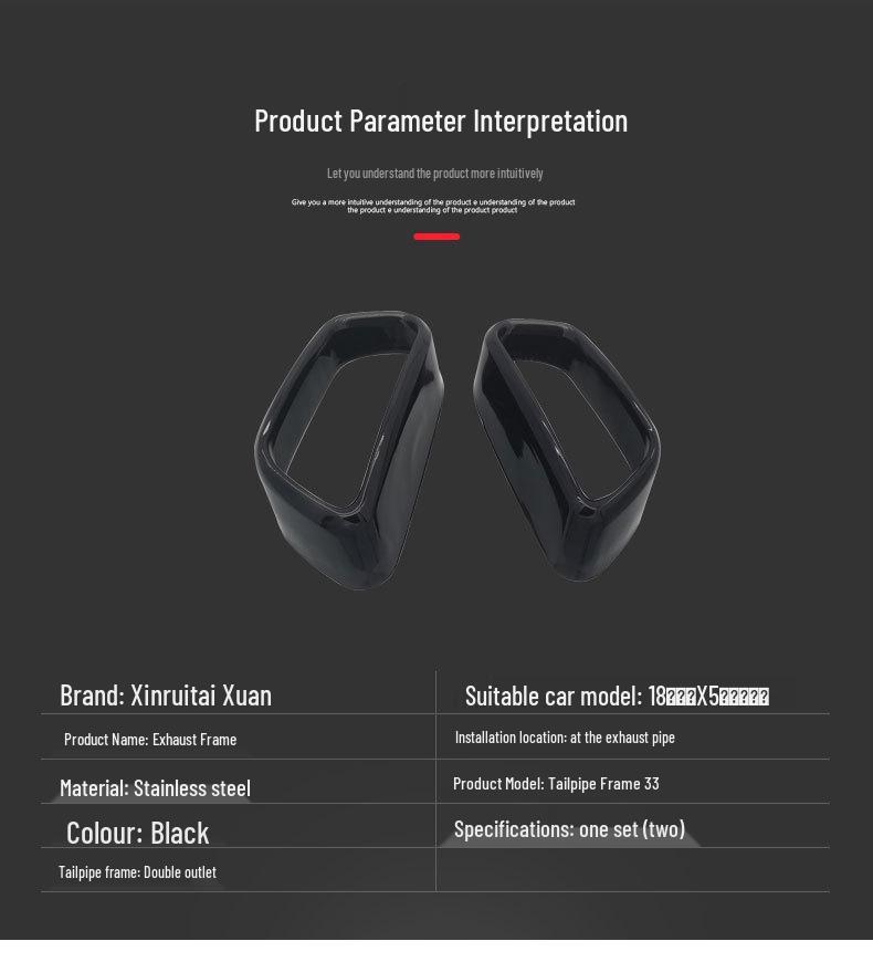 BMW X5 (2018) Black Stainless Steel Exhaust Tip Tailpipe Frame Accessory