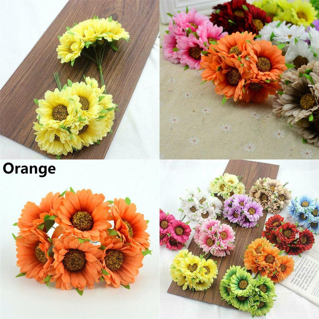 Lifelike 6pcs Artificial Gerbera Daisy Fake Silk Flower For Elegant Wedding Decor