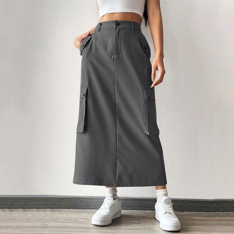 ZANZEA Damskie modne spódnice z wysokim stanem i kieszeniami, luźne i proste