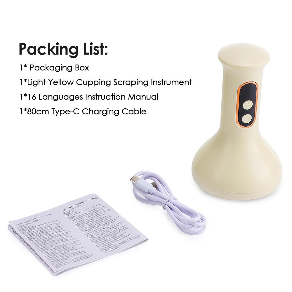 Electric Cupping Device Rechargeable Suction Cup Cellulite Massage Cordless Vacuum Massage Jars with Heat Gua Sha Tool 9 Levels