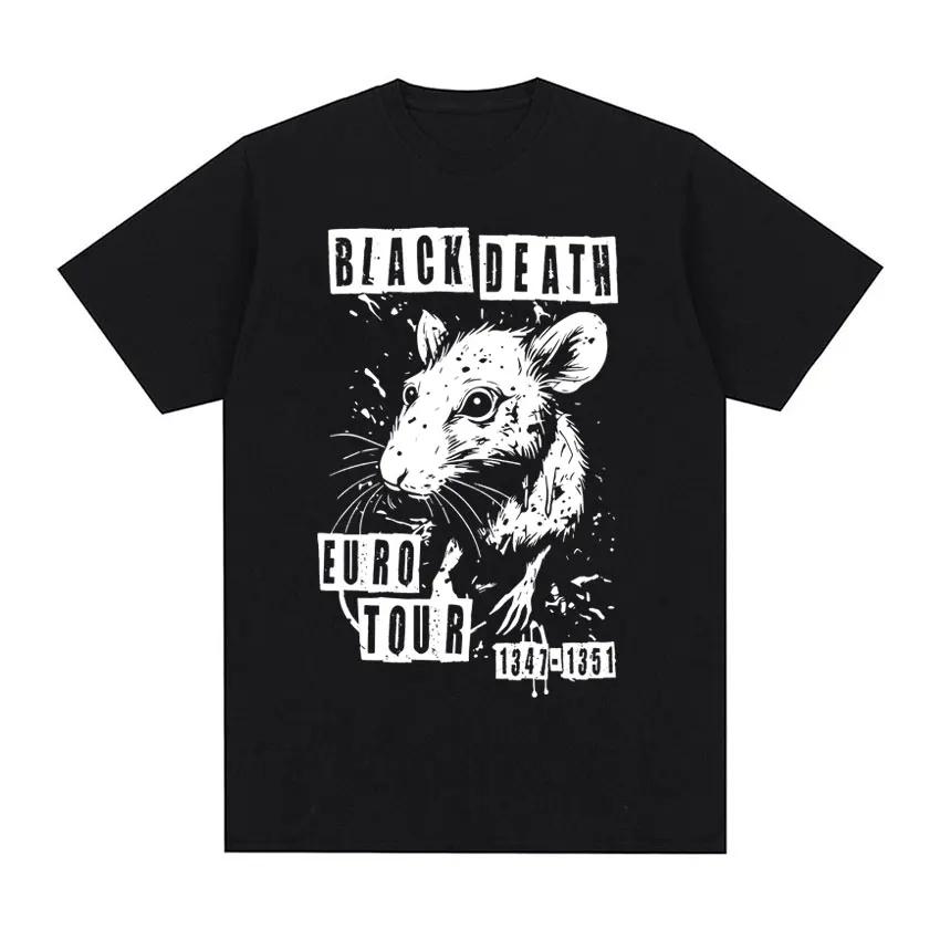 Funny Black Plague European Medieval Tour Rat Meme T-shirt Men's Women Fashion Vintage High Quality Oversized T Shirt Streetwear