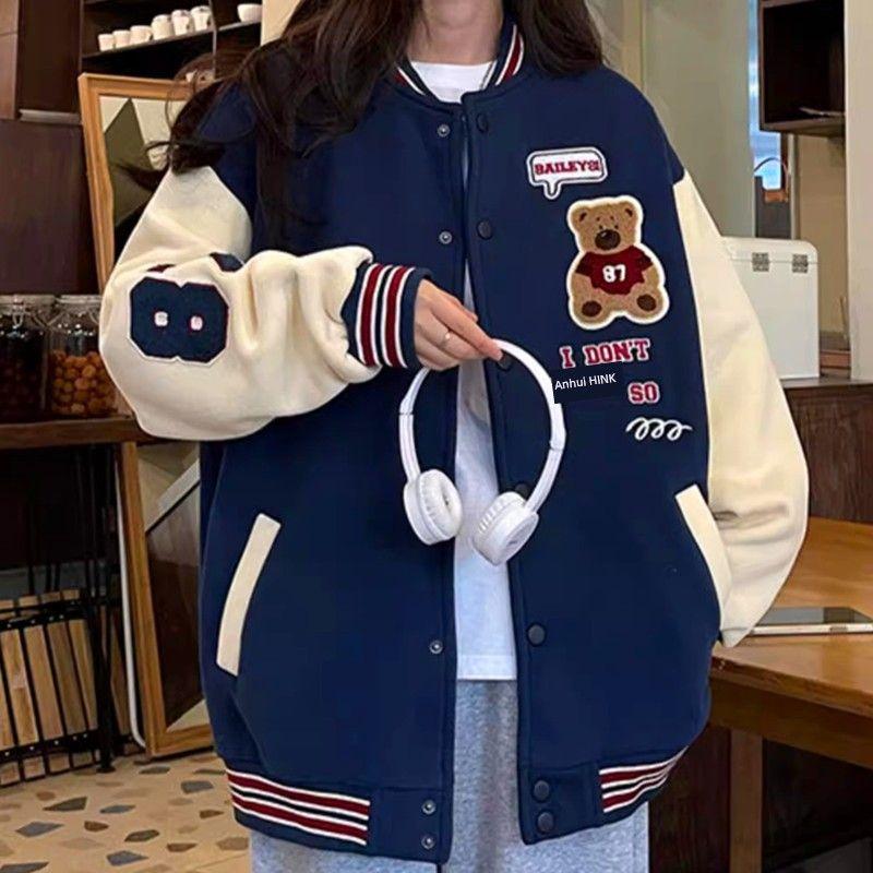 

Модная осенне-зимняя студенческая повседневная верхняя одежда, бейсбольная форма Navy blue S (37.50 kg-42.50 kg