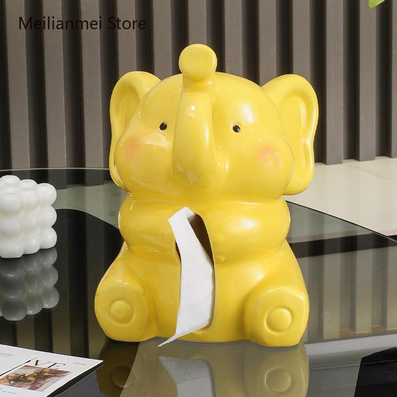 Elephant Tissue Box Living Room Coffee Table Tissue Storage Ornament Cartoon Cute Paper Box Kitchen Storage Tissue Boxes Gift